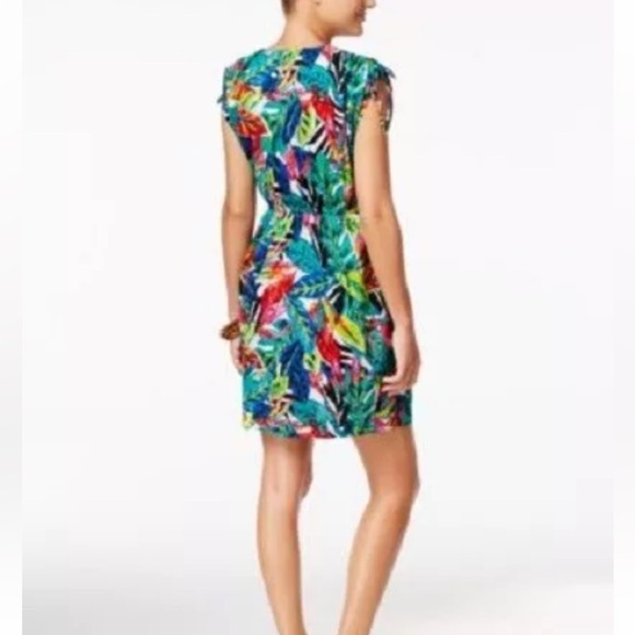 LAUREN RALPH LAUREN TROPICAL SWIM SUIT COVER WITH ADJ. SLEEVES&SIDE SPLITS - Picture 4 of 13